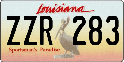 LA license plate ZZR283