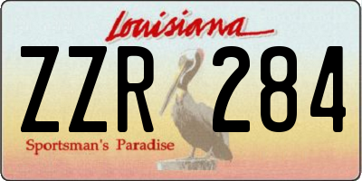 LA license plate ZZR284