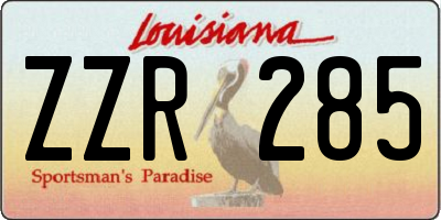 LA license plate ZZR285