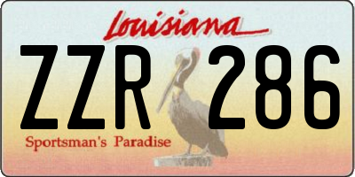 LA license plate ZZR286