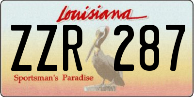 LA license plate ZZR287