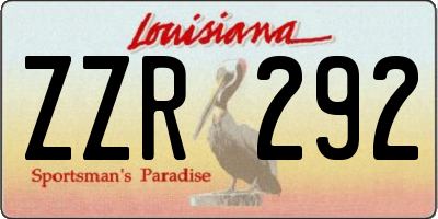 LA license plate ZZR292