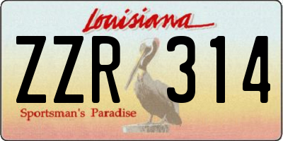 LA license plate ZZR314