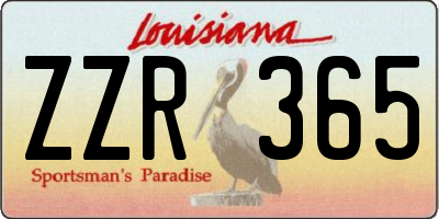 LA license plate ZZR365