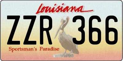 LA license plate ZZR366