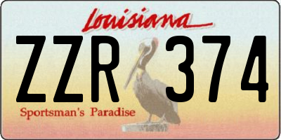 LA license plate ZZR374