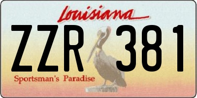 LA license plate ZZR381