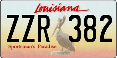 LA license plate ZZR382