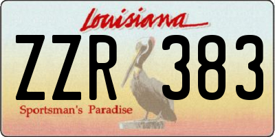 LA license plate ZZR383