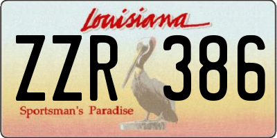 LA license plate ZZR386
