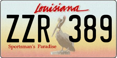 LA license plate ZZR389