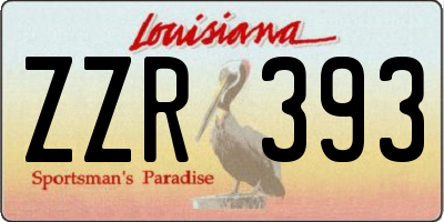 LA license plate ZZR393