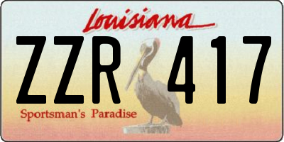 LA license plate ZZR417