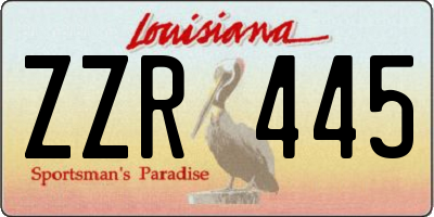 LA license plate ZZR445