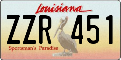 LA license plate ZZR451