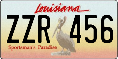 LA license plate ZZR456