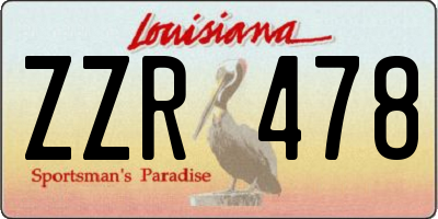 LA license plate ZZR478