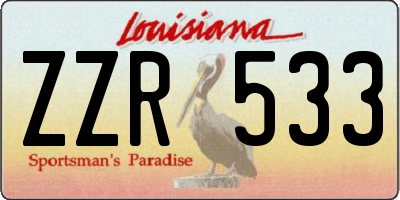 LA license plate ZZR533