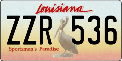 LA license plate ZZR536