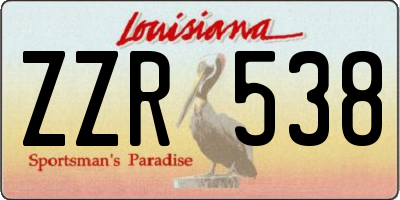 LA license plate ZZR538