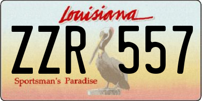 LA license plate ZZR557