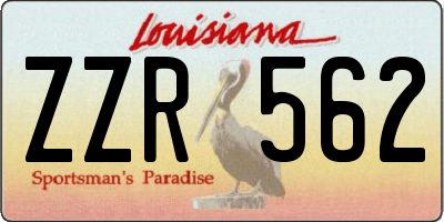 LA license plate ZZR562