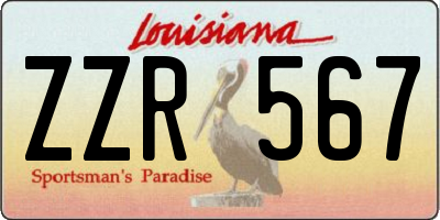 LA license plate ZZR567