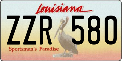 LA license plate ZZR580