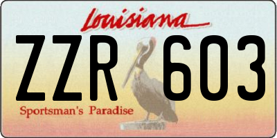 LA license plate ZZR603