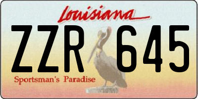 LA license plate ZZR645