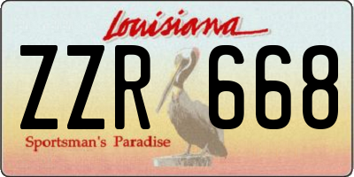 LA license plate ZZR668