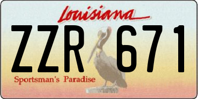 LA license plate ZZR671