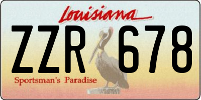 LA license plate ZZR678