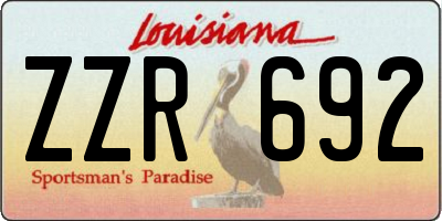 LA license plate ZZR692