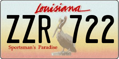 LA license plate ZZR722