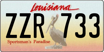 LA license plate ZZR733