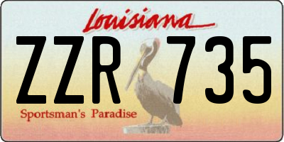 LA license plate ZZR735