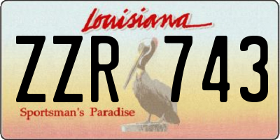 LA license plate ZZR743