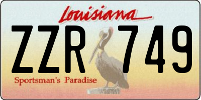 LA license plate ZZR749