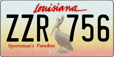 LA license plate ZZR756