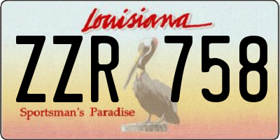 LA license plate ZZR758