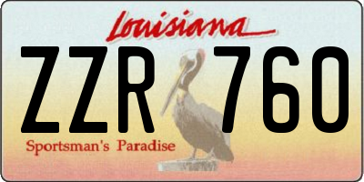 LA license plate ZZR760