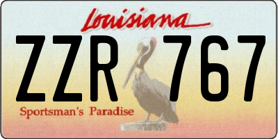 LA license plate ZZR767