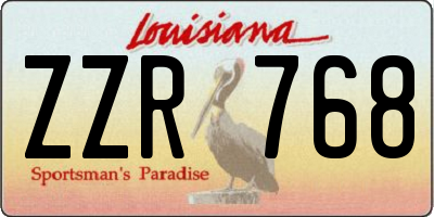 LA license plate ZZR768