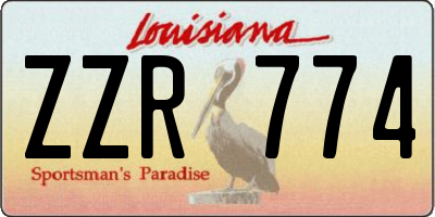LA license plate ZZR774