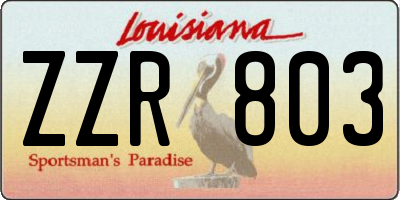 LA license plate ZZR803