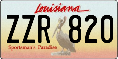 LA license plate ZZR820