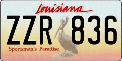 LA license plate ZZR836