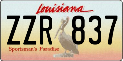 LA license plate ZZR837