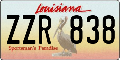LA license plate ZZR838